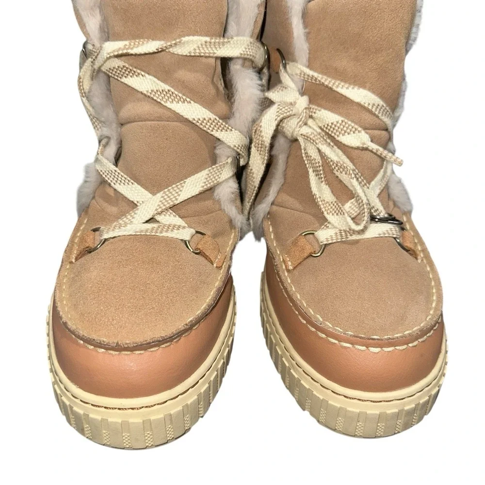 Sorel Ona Ave Waterproof Fur Winter‎ Boots Tan Womens 10.5 NL5137-226